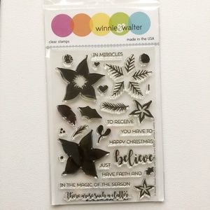 NIP Winnie & Walter Clear Rubber Stamps WW008 "Debra's Poinsettia"